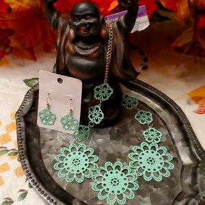 Lace Lazer cut set necklace & earrings